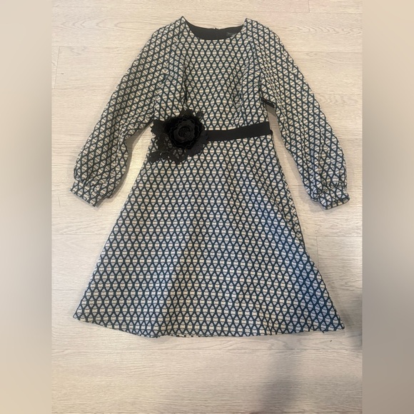 Iren Klairie Geometric Print Retro 3d Flower Detail Puffed Cuffs Size EU38 USM - Picture 2 of 6